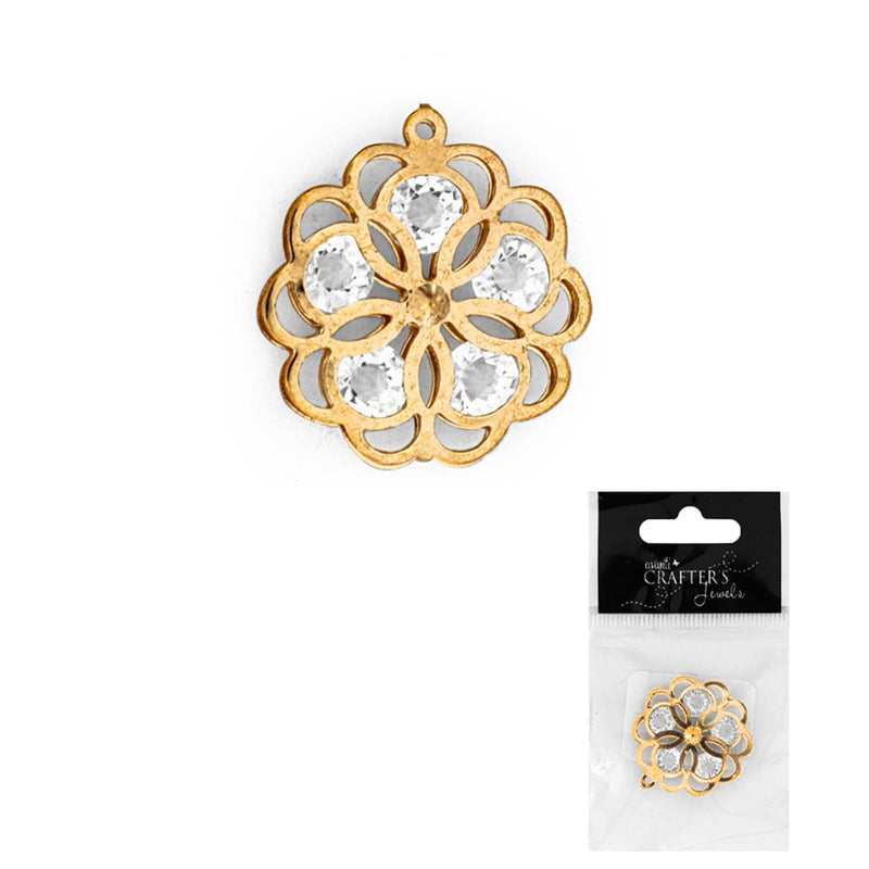 Zirconia Charm Pendant, Gold Color, 1 Piece, 12-Pack