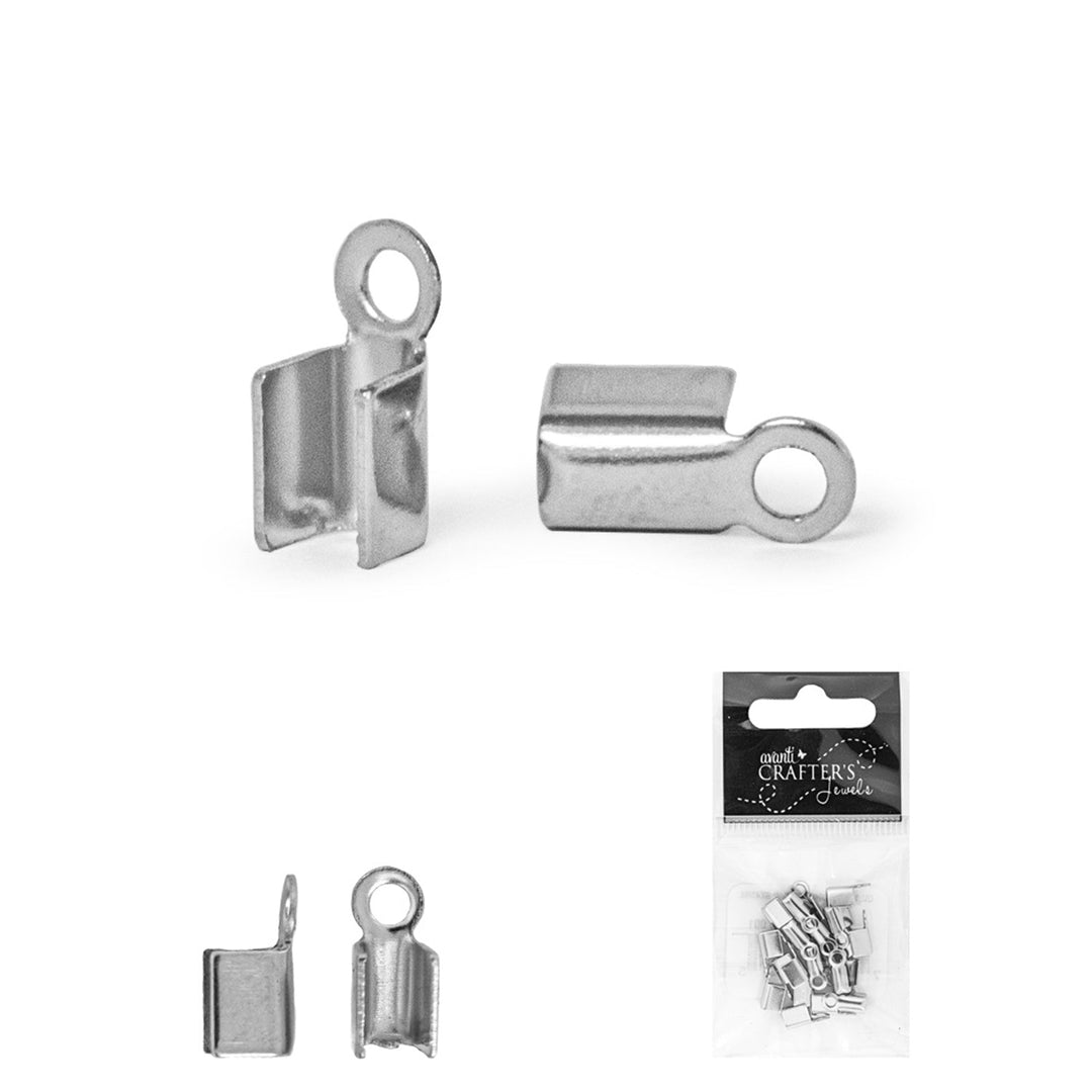 Stainless Steel Folding Crimp, Silver Color, 9x4mm, 20 pcs