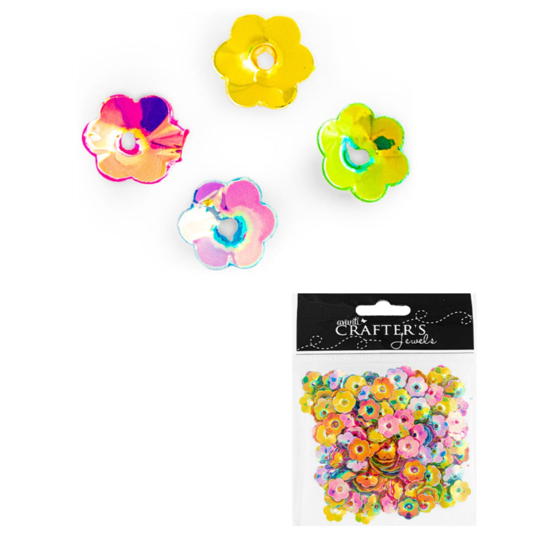 Flower Sequins Beads, Mixed Colors, 12 Grams