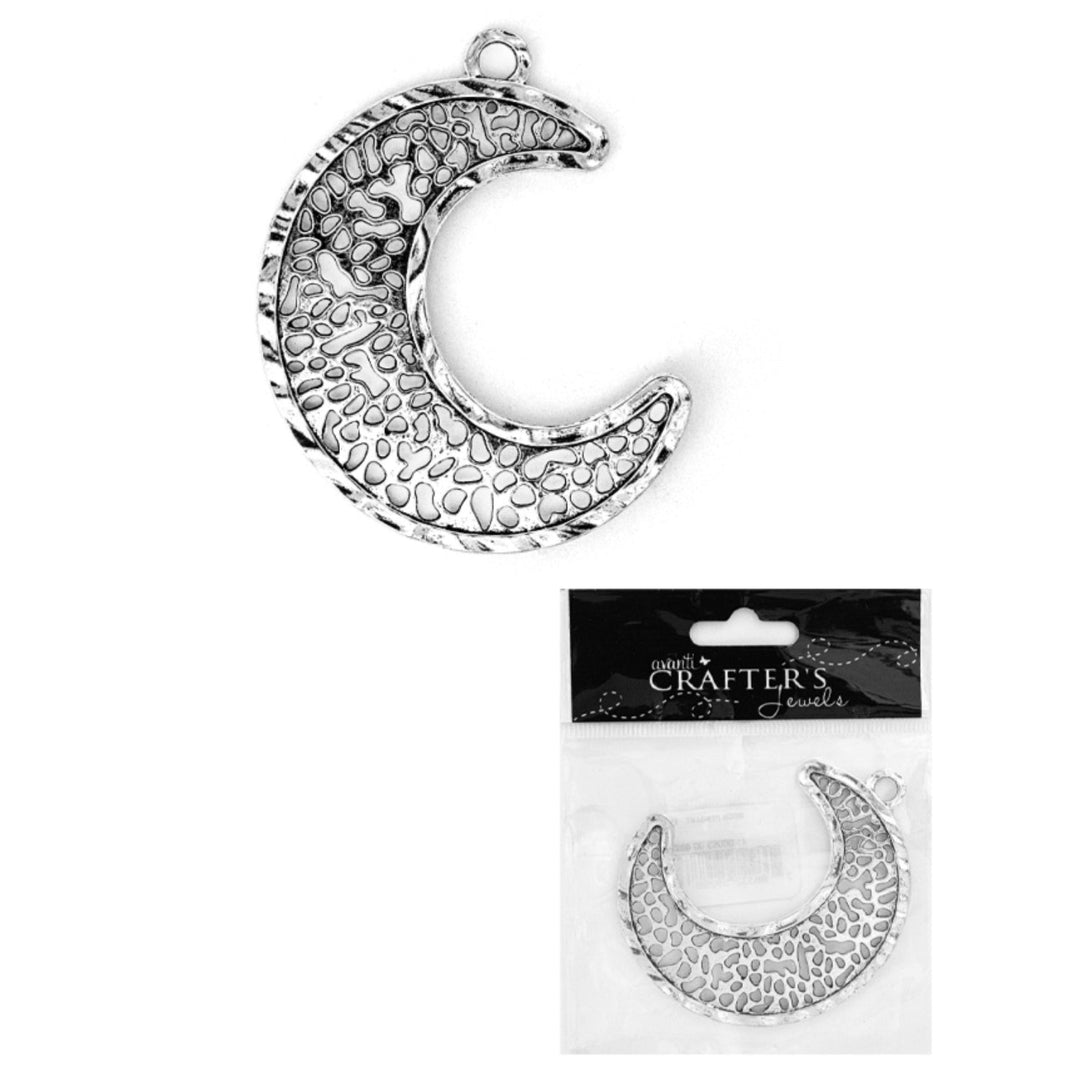 Moon Pendant, Antique Silver, 1 Piece, 12-Pack