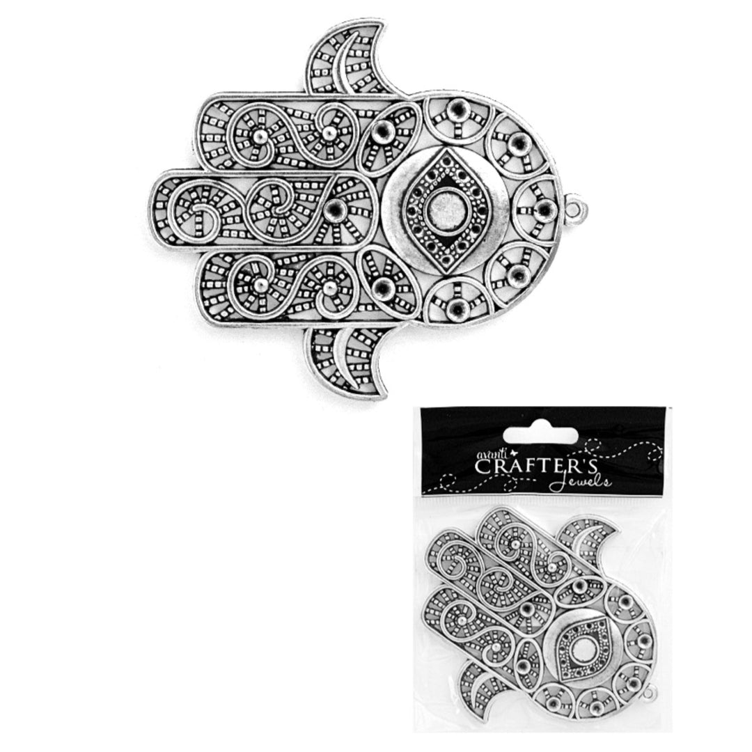 Hamsa Hand Pendant, Antique Silver & Bronze Colors, 12 Packs of 1 Piece