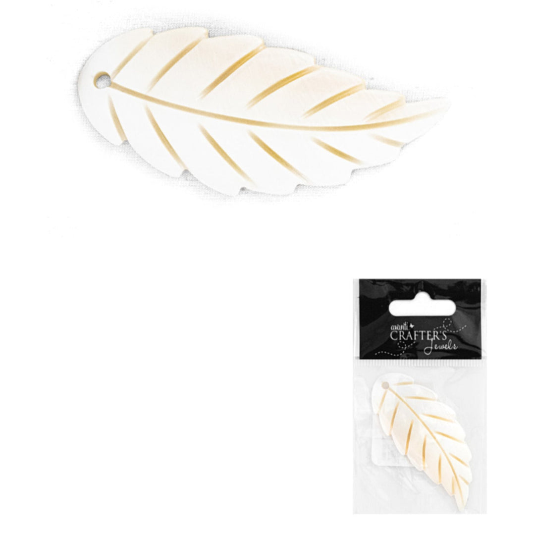 Leaf Pendant, White Smoke Color, 1 Piece, 12-Pack