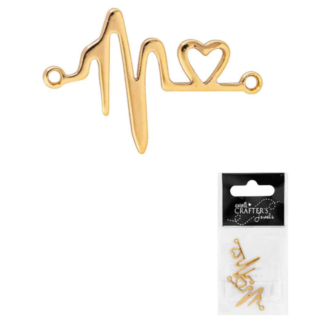 Heartbeat Link Connector, Platinum & Golden Color, 2 Pieces