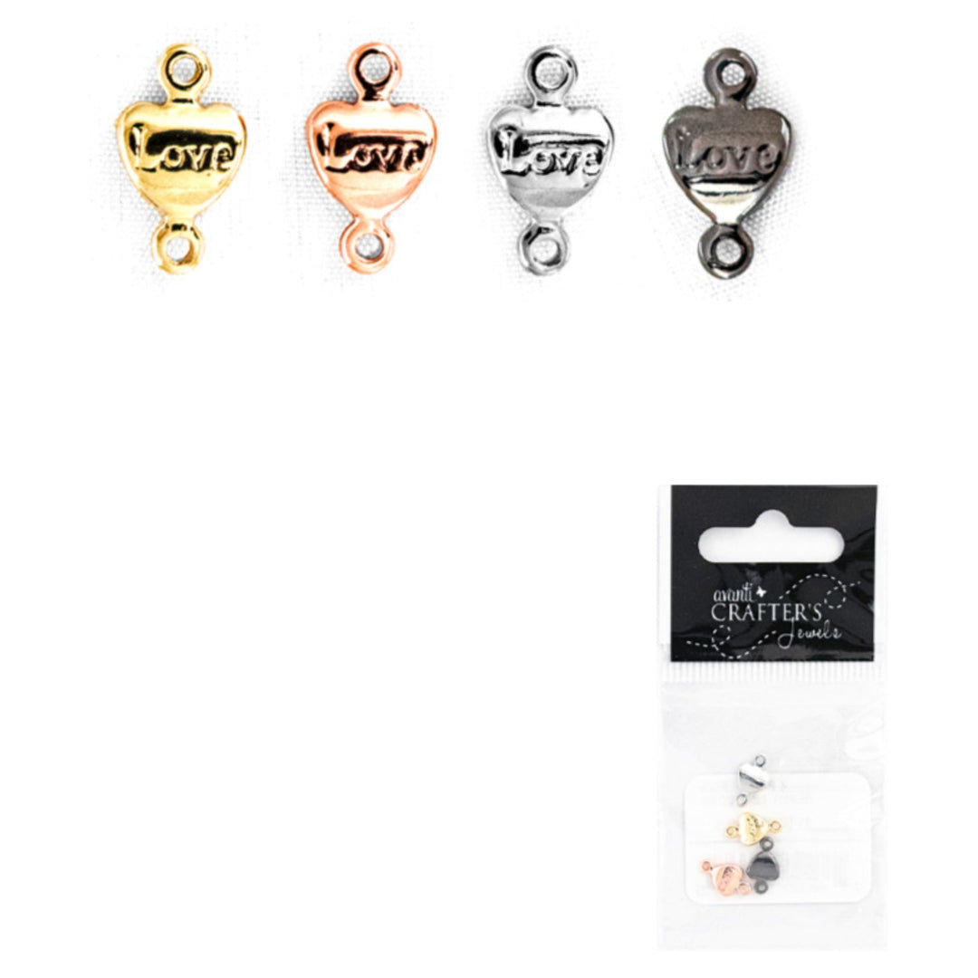 Heart Link Connectors, Variety Colors, 12 Packs of 4 Pieces