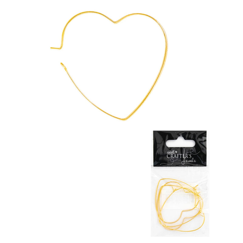 Heart Earring Hooks, Platinum & Gold Colors, 4 Pieces