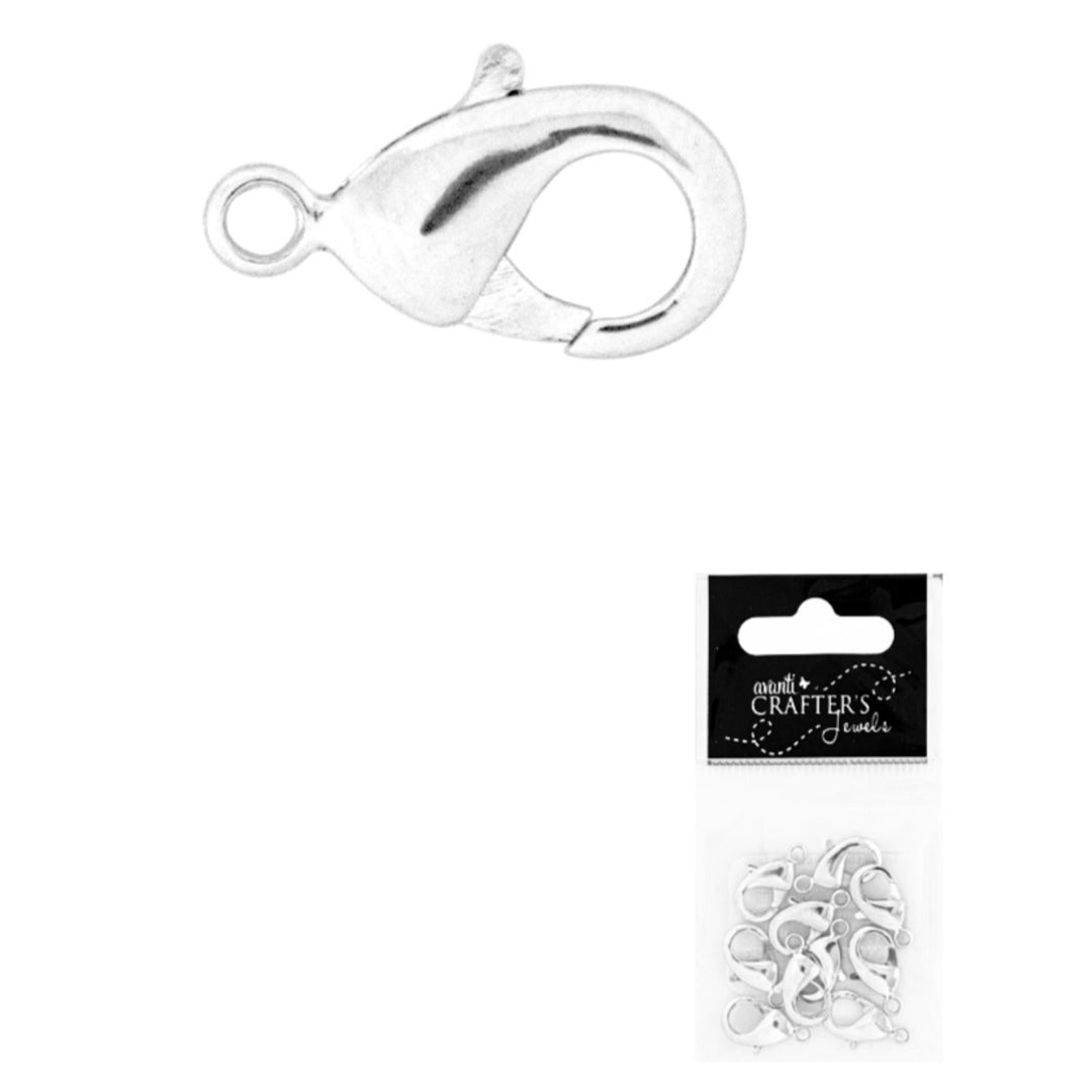 Brass Lobster Clasps, Platinum, 10 Pieces, 12-Pack