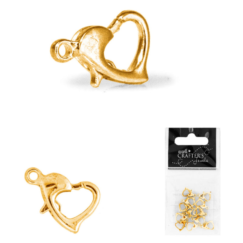 Heart Lobster Clasps, Gold Color, 12 Packs of 12 Pieces