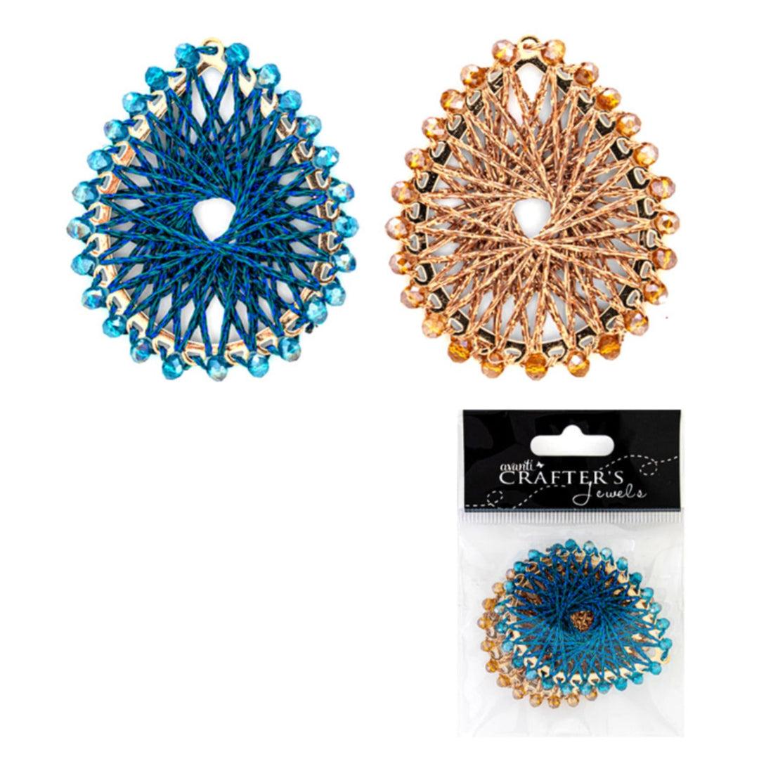 Woven Teardrop Pendant, Variety Colors, 2 Pieces