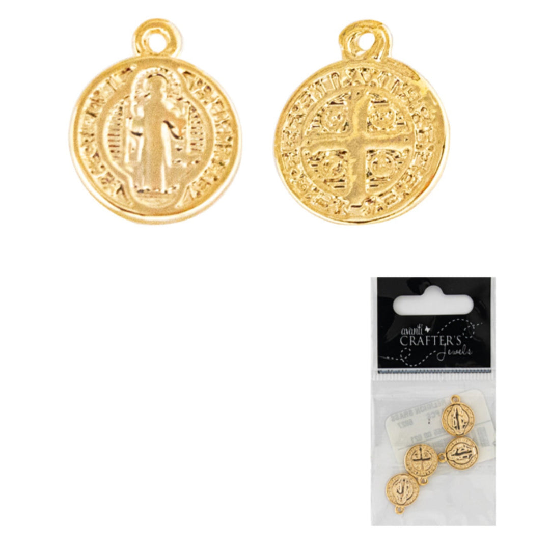 Religion Brass Charms, Gold Color, 12 Packs of 4 Pieces