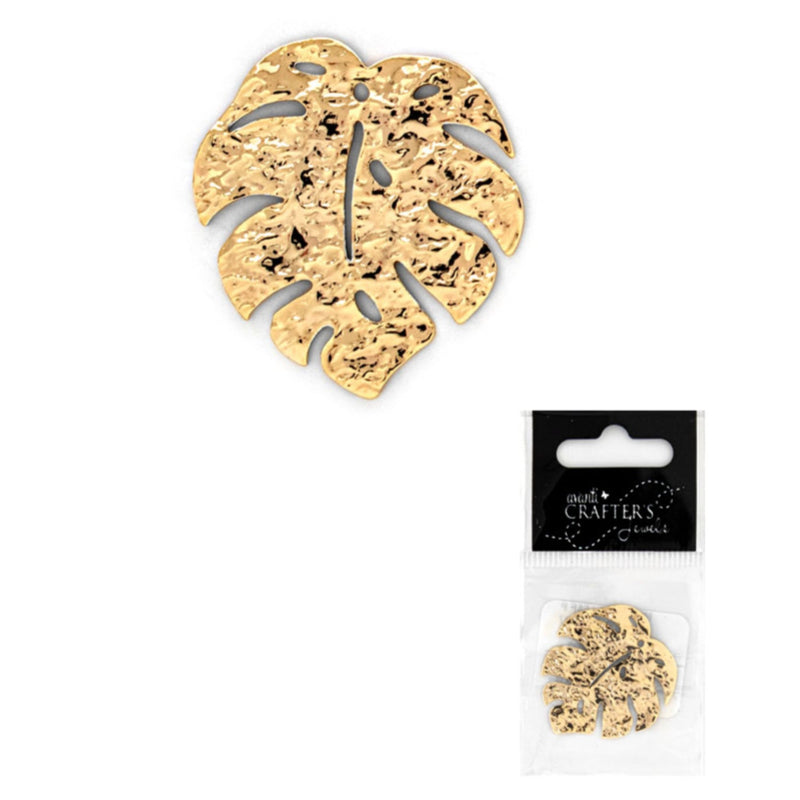 Monstera Leaf Pendant, Gold Color, 12 Packs of 1 Piece