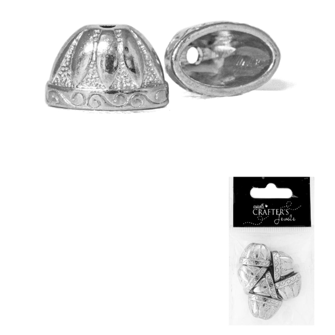 Bead Cones End Cap, Platinum Color, 6 Piece