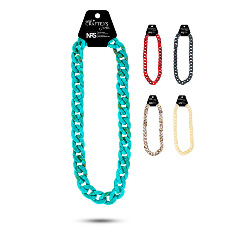 Acrylic Curb Chains, Variety Colors, 12 Packs