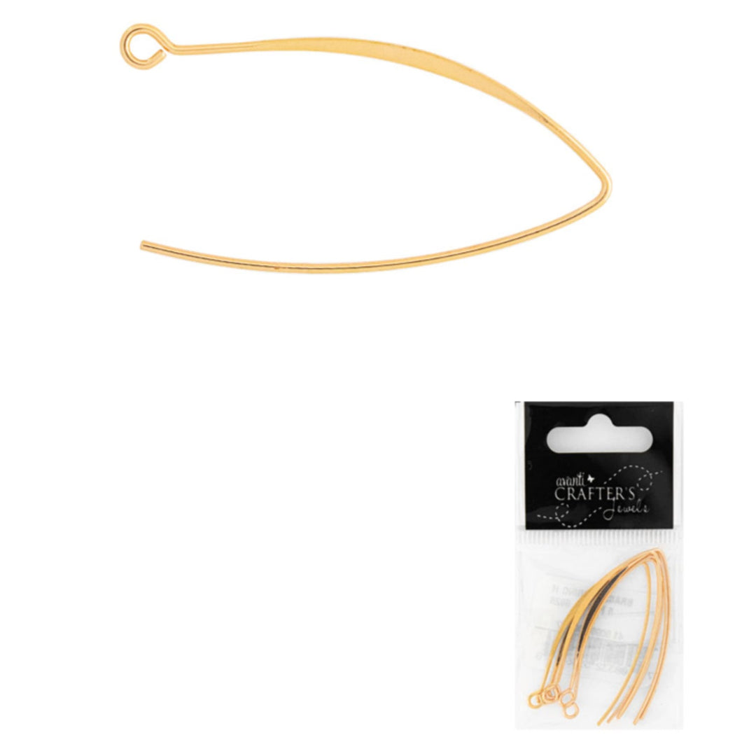 Brass Earring Hooks, Gold Color, 12 Pieces, 12-Pack