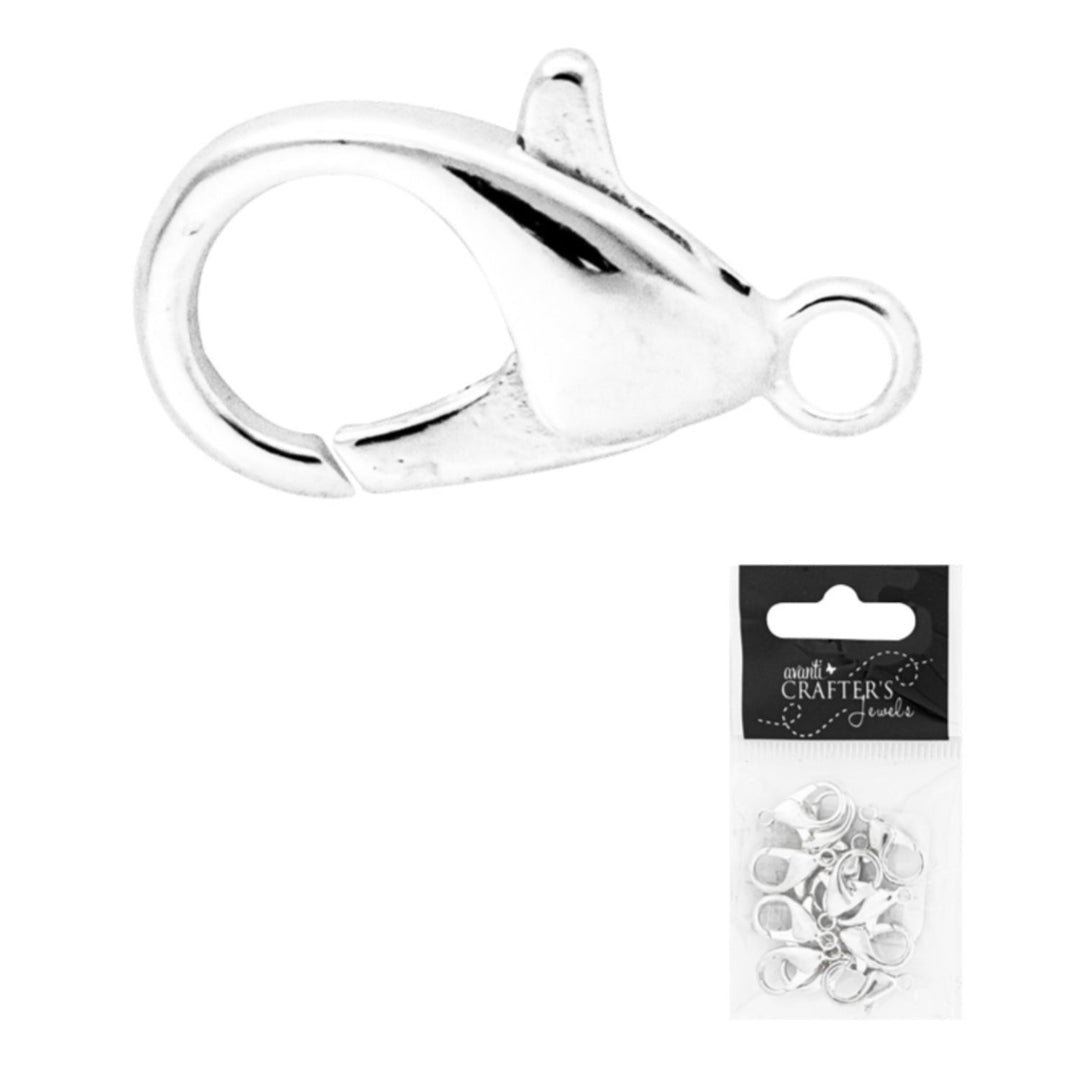 Lobster Clasps, Silver Color, 21mm, 12 Pieces