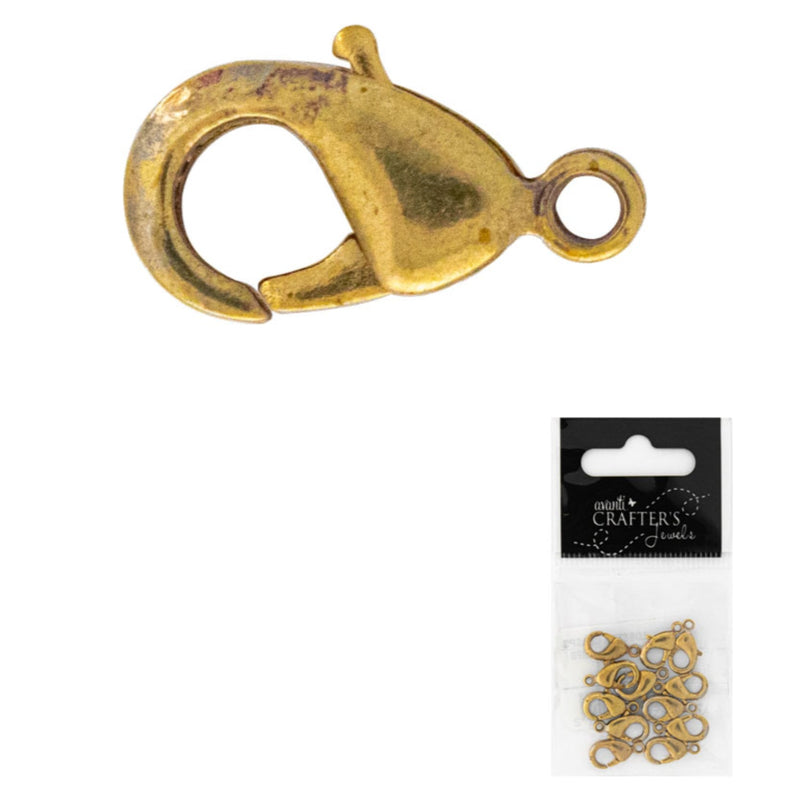 Lobster Clasps, Unplated & Gold Color, 12mm, 12 Pieces
