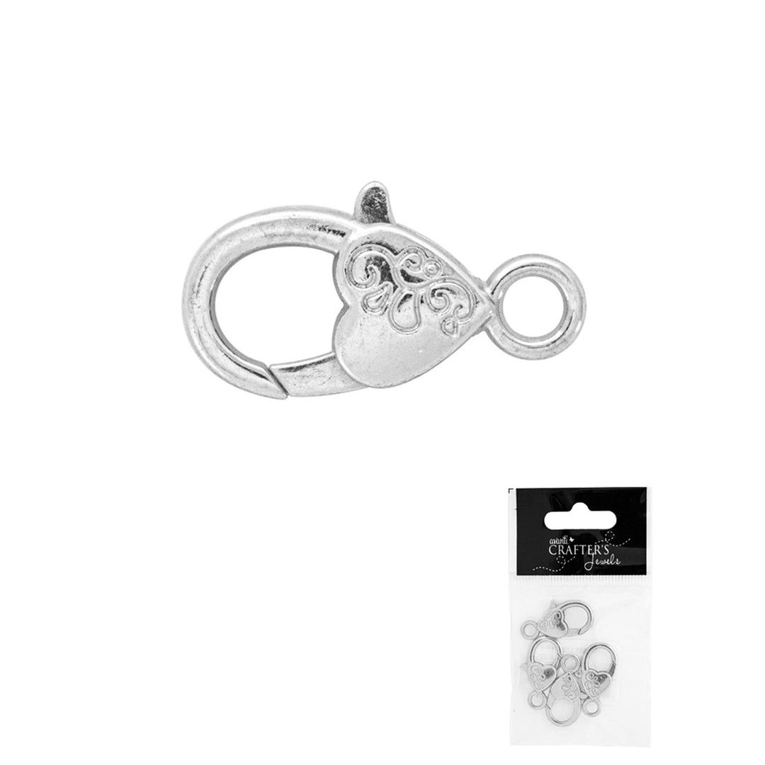 Heart Lobster Clasps, Gold & Silver Colors, 4 Pieces