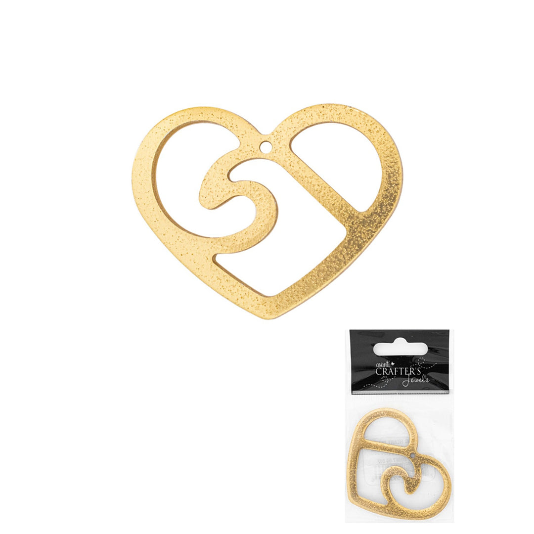 Big Heart & Surf Pendant, Gold Color, 1 Piece