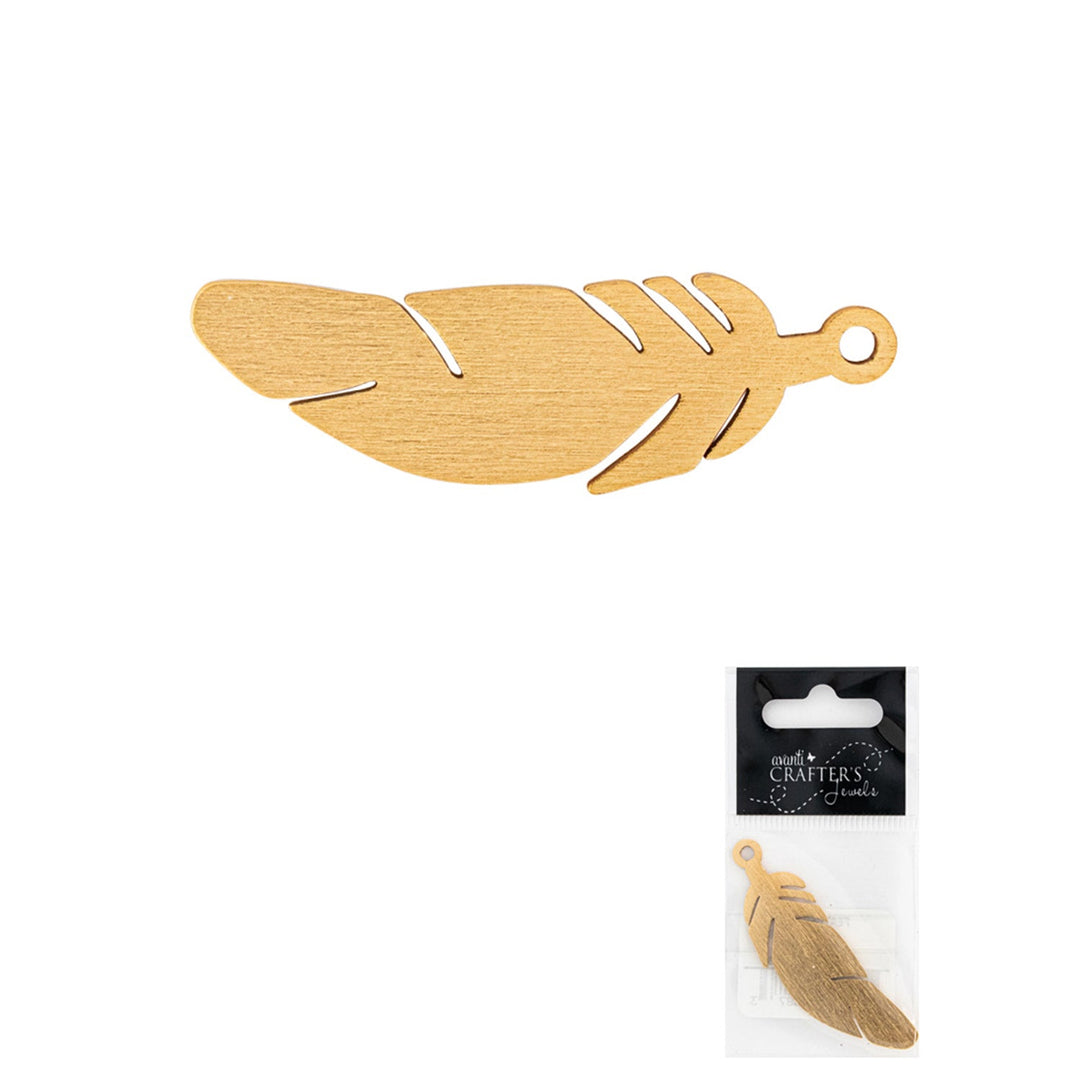 Feather Pendant, Gold & Silver Colors, 1 Piece
