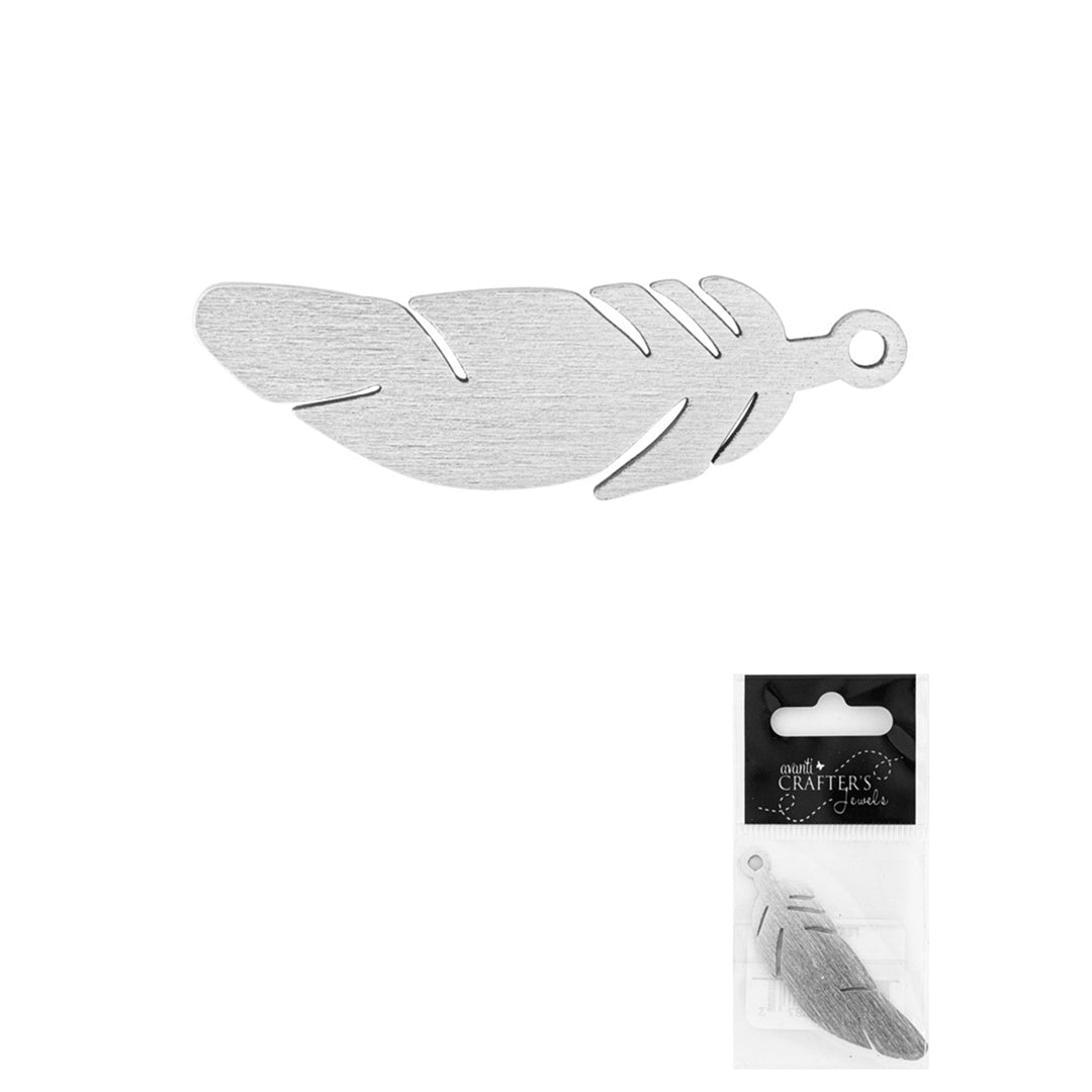 Feather Pendant, Gold & Silver Colors, 1 Piece
