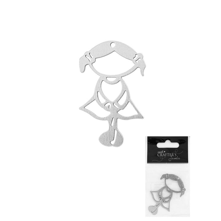 Girl Pendant, Gold & Silver Colors, 1 Piece