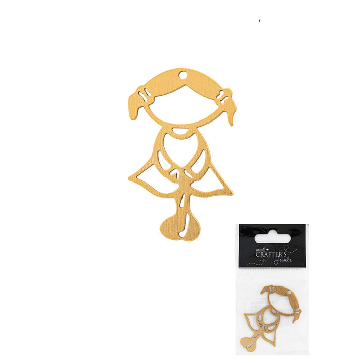 Girl Pendant, Gold & Silver Colors, 1 Piece