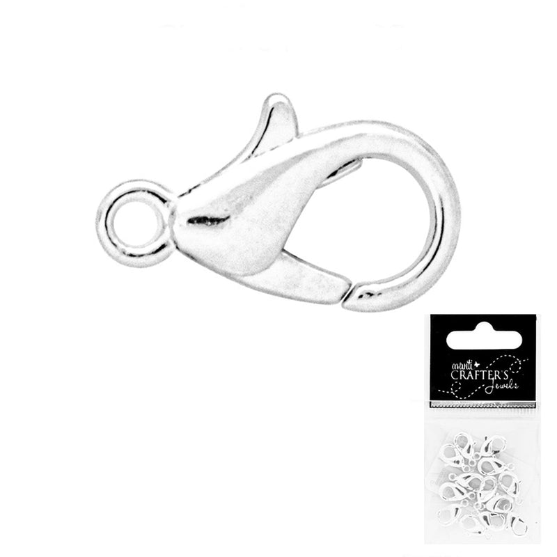 Brass Lobster Claw Clasps, Jewelry Connectors for Bracelets and Necklaces, Silver Color, 12 Pieces, 12-Pack