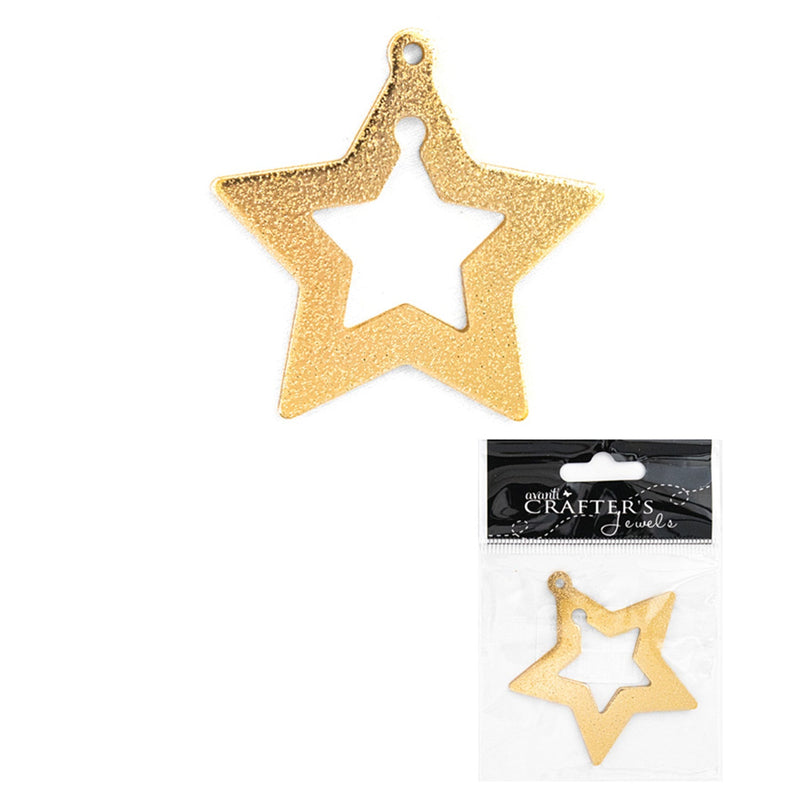 Big Star Link Connector Pendant, Silver & Gold Colors, 12 Pack of 1 Piece