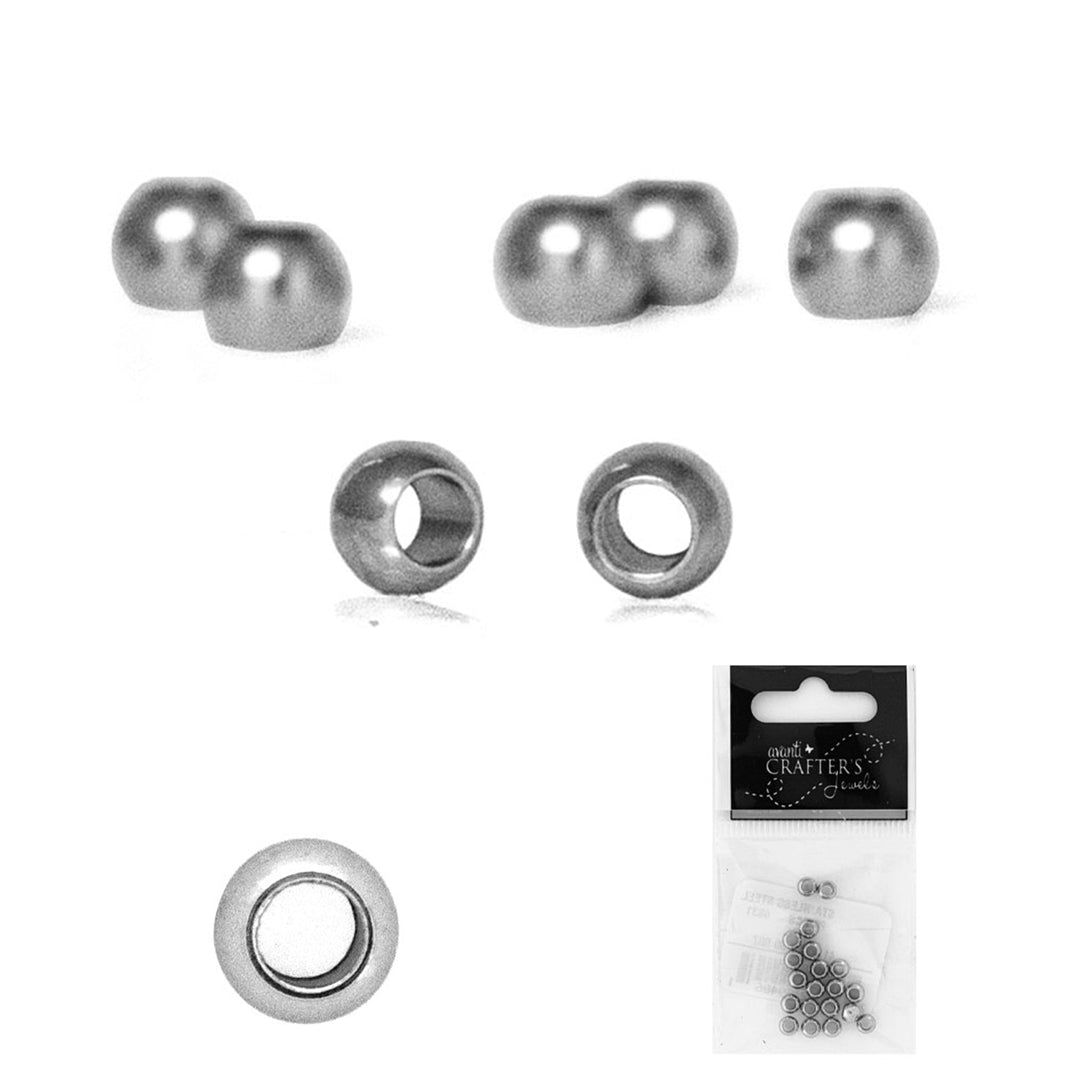 Brass Beads, Silver Color, Round Shape, 20 Pieces