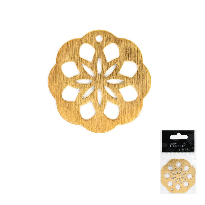 Flower Pendant, Gold Color, 12 Pack of 1 Piece