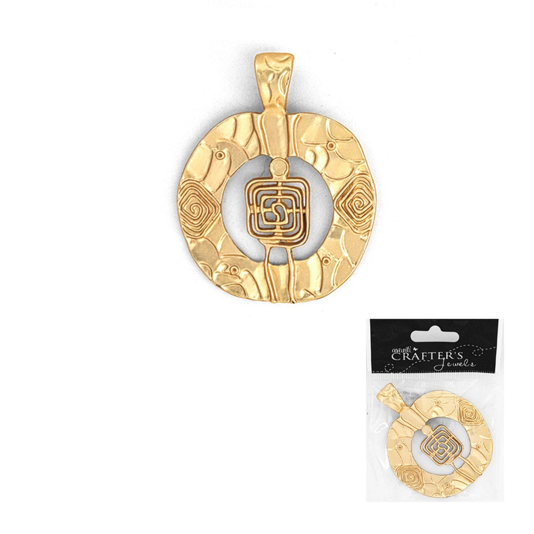 Flat Round Pendant, Gold Color, 12 Pack of 1 Piece