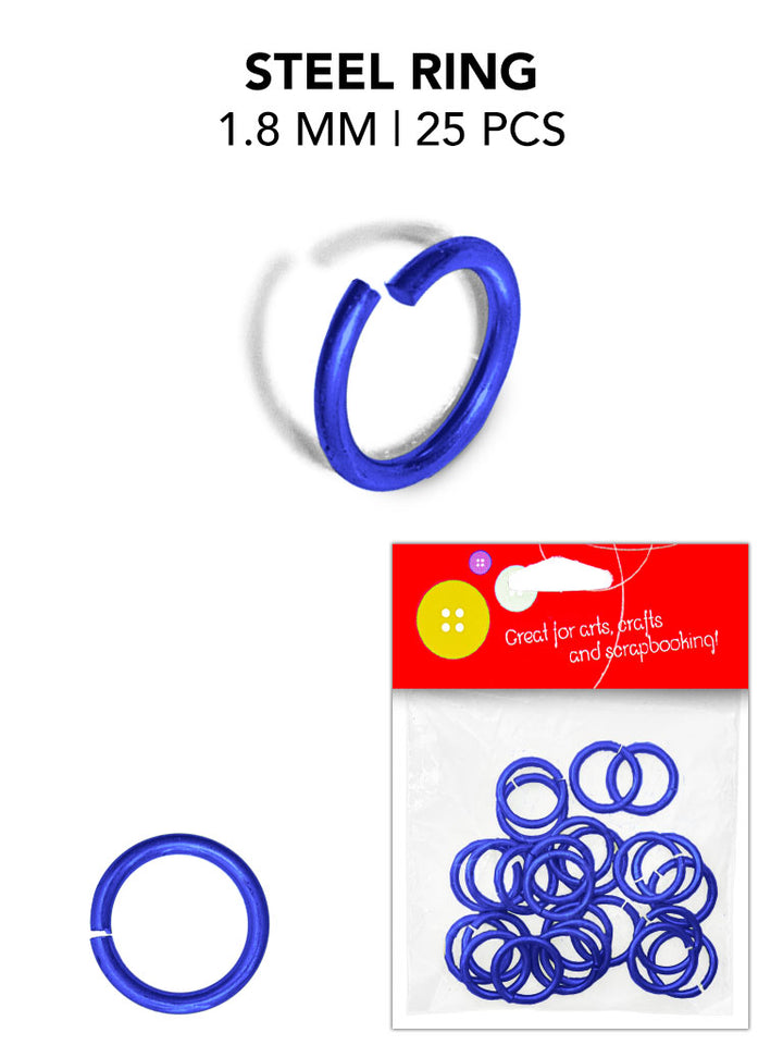 Steel Open Rings, Variety Colors, 1.8mm, 25 Pieces