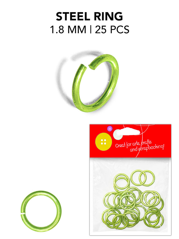 Steel Open Rings, Variety Colors, 1.8mm, 25 Pieces