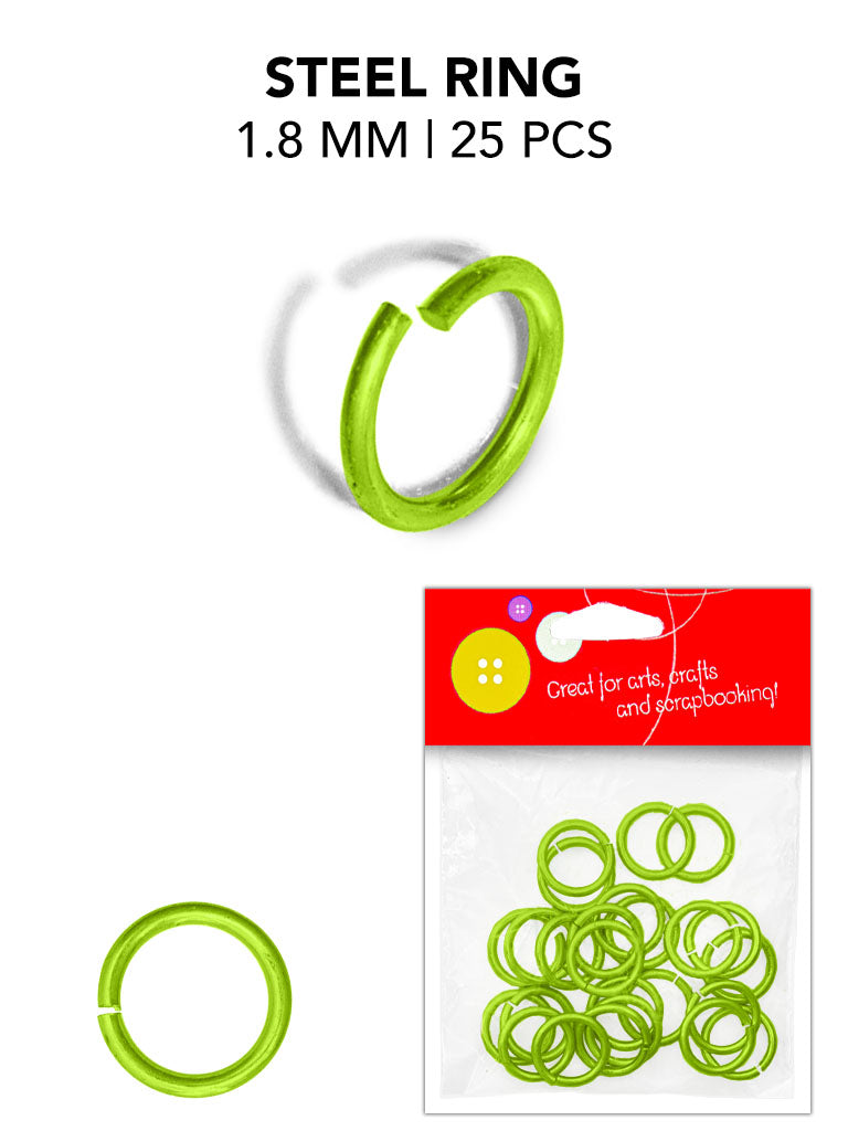 Steel Open Rings, Variety Colors, 1.8mm, 25 Pieces, 12-Pack