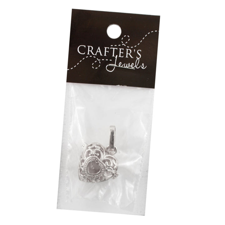 Metallic Heart Charm, Rose Gold & Silver Colors, 5/8", 1 Pieces