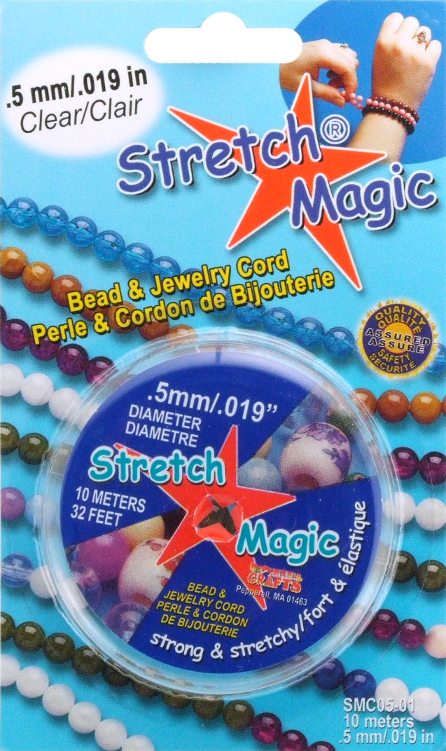 Stretch Magic Bead Jewelry Cord, Variety of Colors, .5mm or .019" Inch, 6-Pack