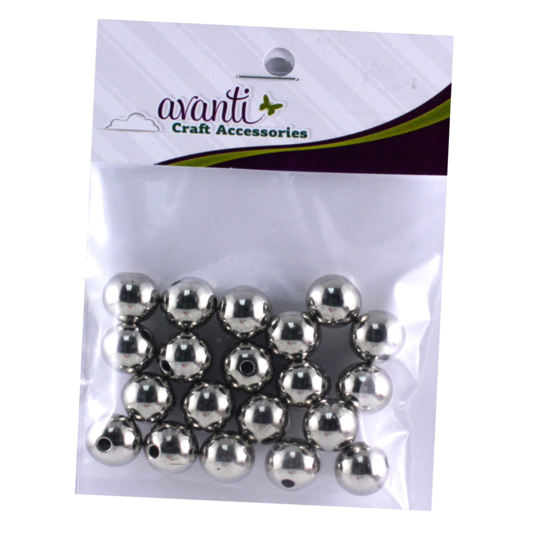 Pearl Beads, Silver Color, 12mm, 20 Pieces
