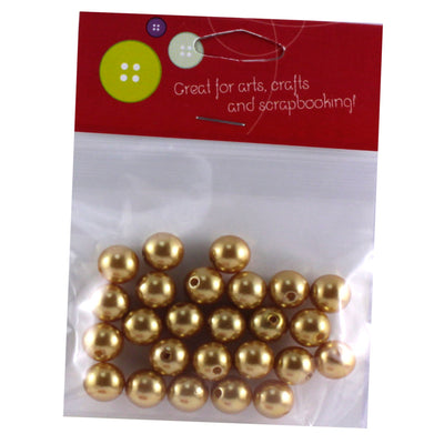 Pearl Beads, Gold & Silver Color, 10mm, 25 Pieces