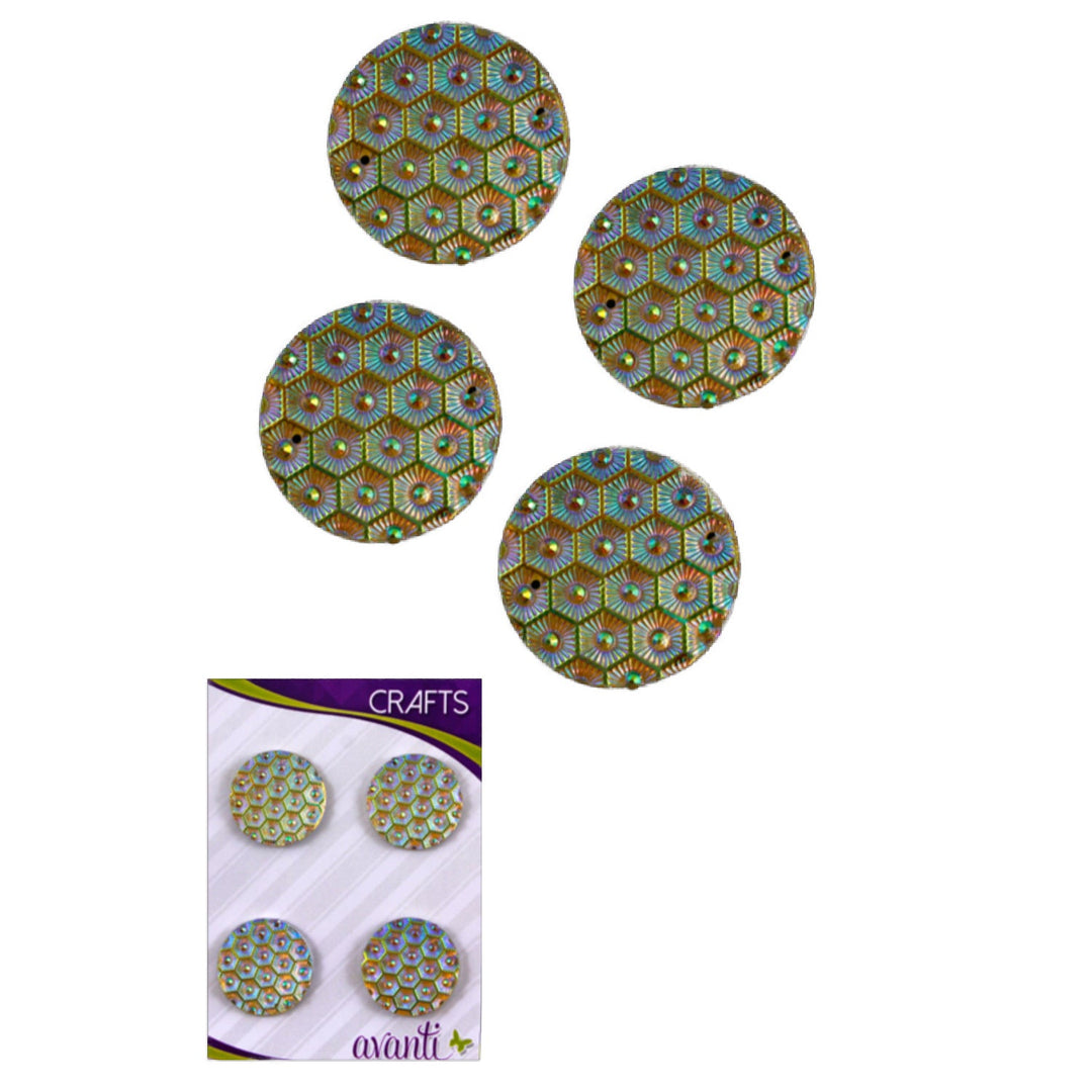 Acrylic Rhinestones, Boreal Color, 4 Pieces, 12-Pack