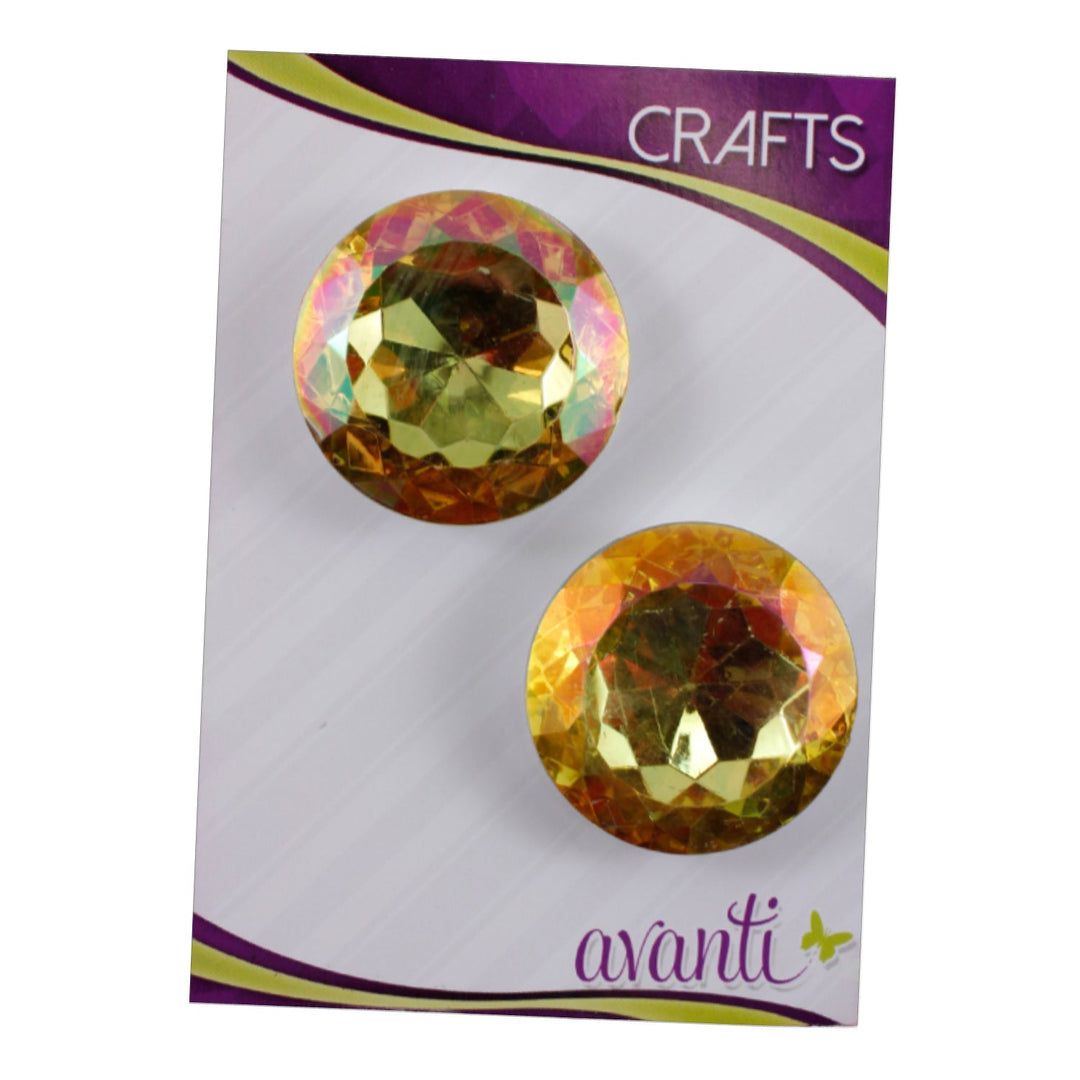 Stone Acrylic Rhinestone, Gold Color, 35mm, 2 Pieces