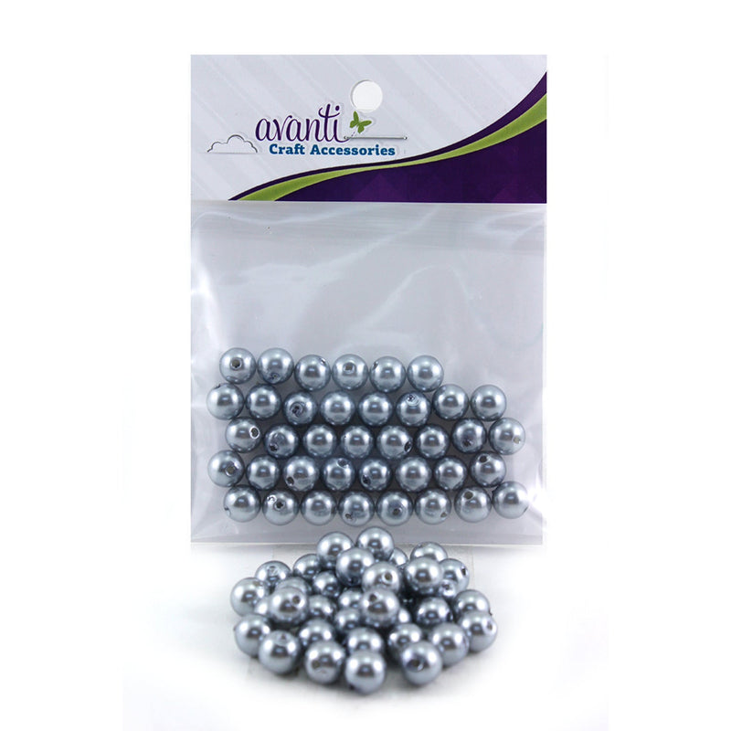 Round Pearl Beads, Silver Color, 8mm, 36 Pieces, 12-Pack