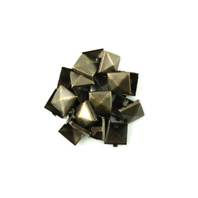 Four-Jaw Square Rivets, 16mm, 20 Pieces of Tache Metal Pyramid Studs, Rust & Copper Color