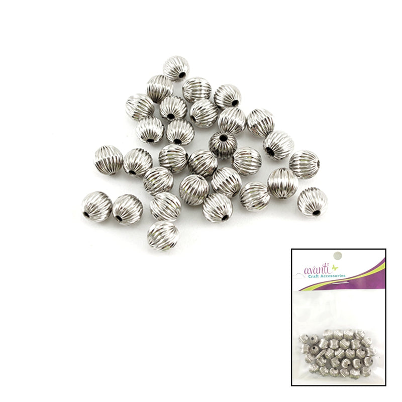 Metal Beads, Silver Color, 30 Pieces, 12-Pack