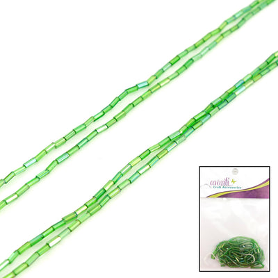 Threaded Beads, White, Purple & Green Colors, 3 Pieces