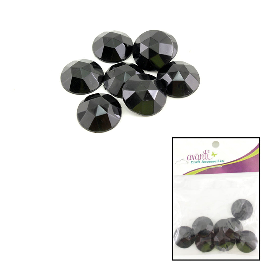 Acrylic Rhinestones, Black Color – 8 Pieces, 12-Pack