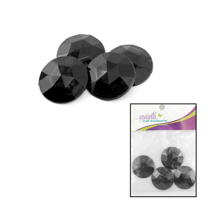 Acrylic Rhinestones, Clear & Black Colors, 4 Pieces