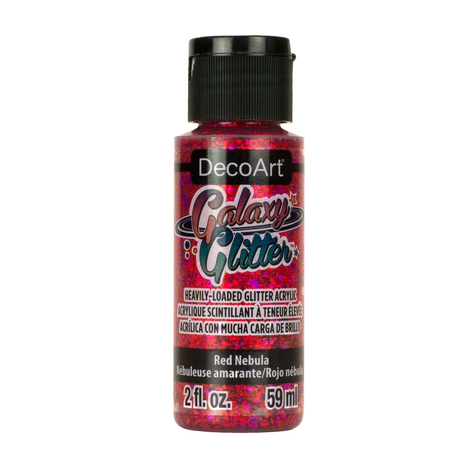 DecoArt Galaxy Glitzer Acrylfarbe – 59 Ml, Schwarz Mit Mehrfarbigem Glitzer, Für Bastelprojekte