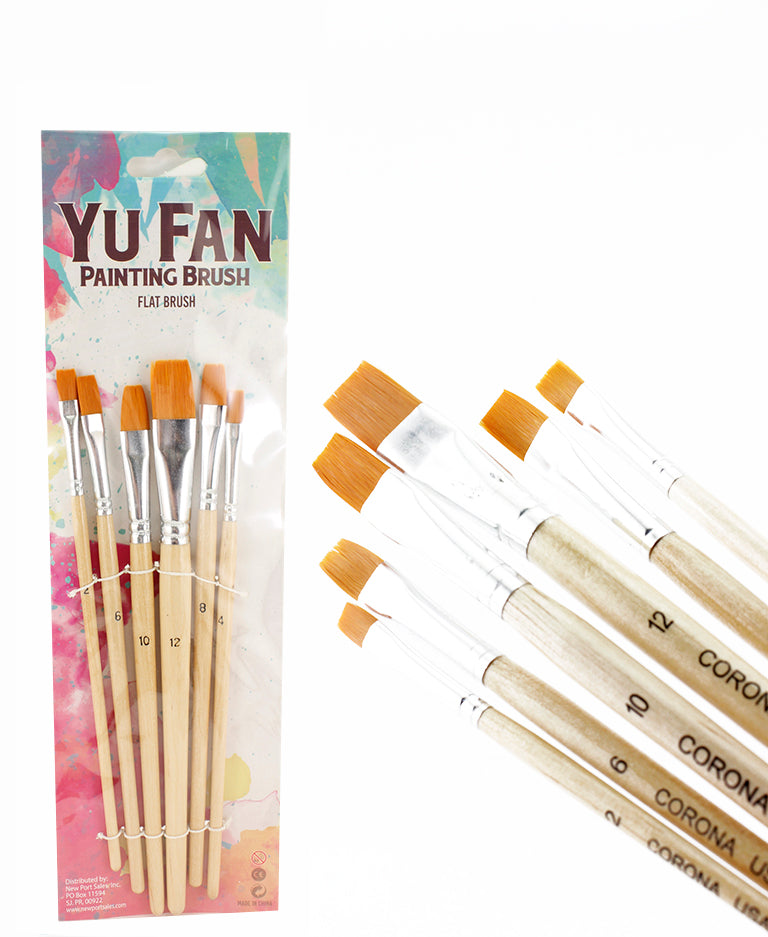 Art Brushes Flat, Synthetic Nylon Brush, Wood Handle & Aluminum Ferrules,