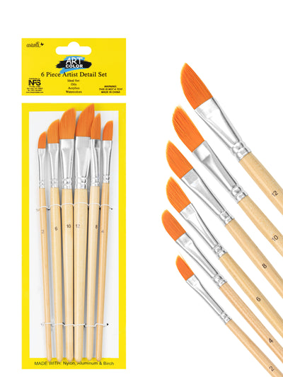 Art Brushes Diagonal, Synthetic Nylon Brush, Wood Handle & Aluminum Ferrule, 12-Pack