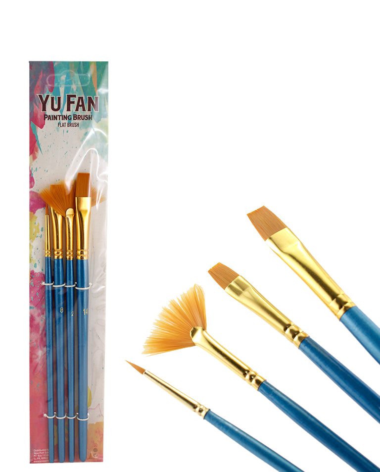 Set of 4 Art Brushes, Synthetic Nylon Brush, Variety Brush