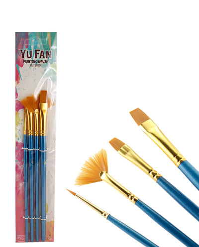 Set of 4 Art Brushes, Synthetic Nylon Brush, Variety Brush, 12-Pack